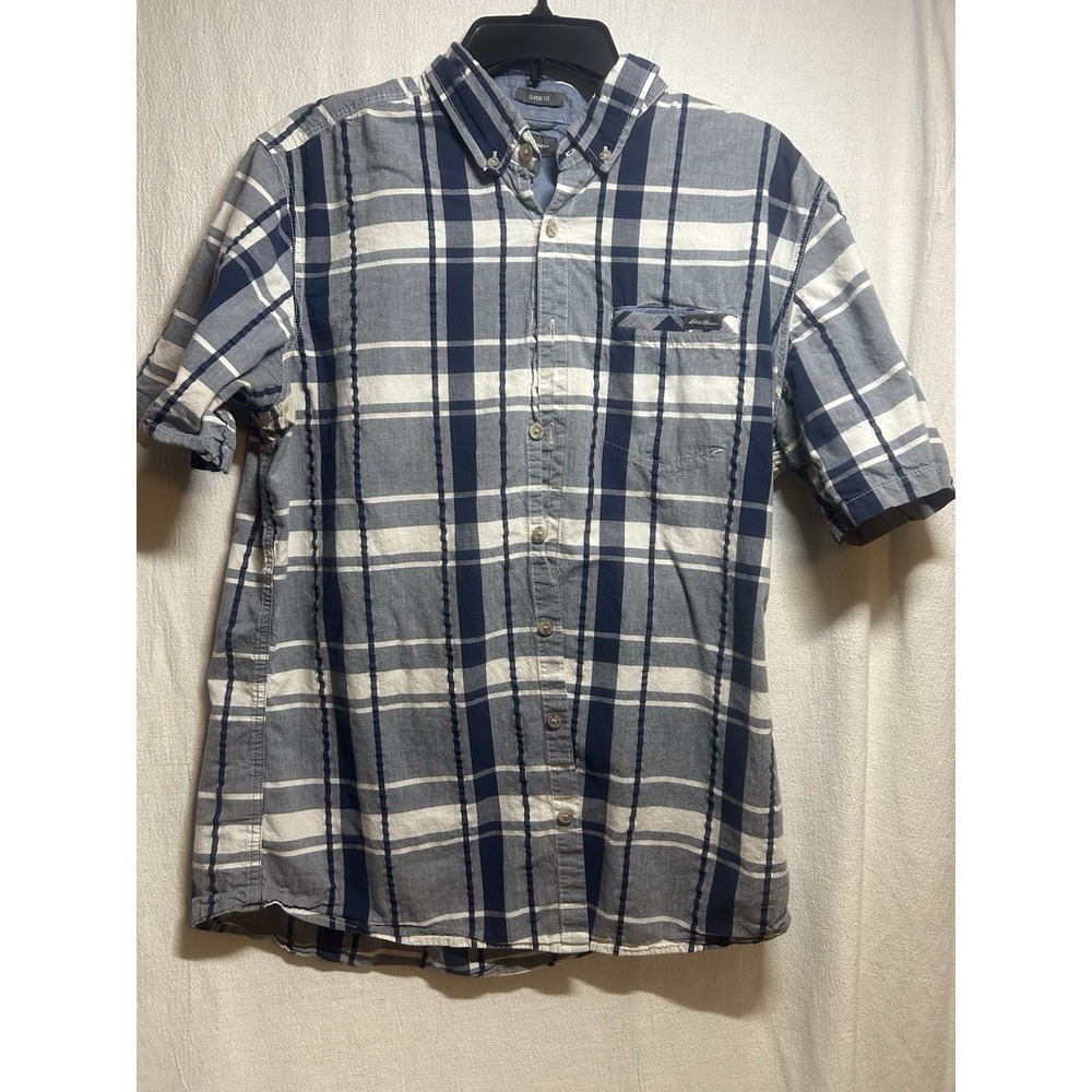 Eddie Bauer Men's Short Sleeve Shirt Classic Fit Plaid Size LT